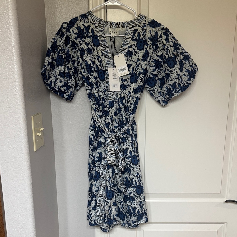 THML Navy and White Patterned Midi Dress